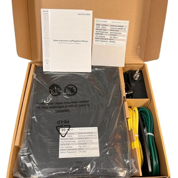 CenturyLink Prism TV Technicolor C2100T 802.11AC Modem Router Gigabit DSL Fiber - Picture 1 of 15